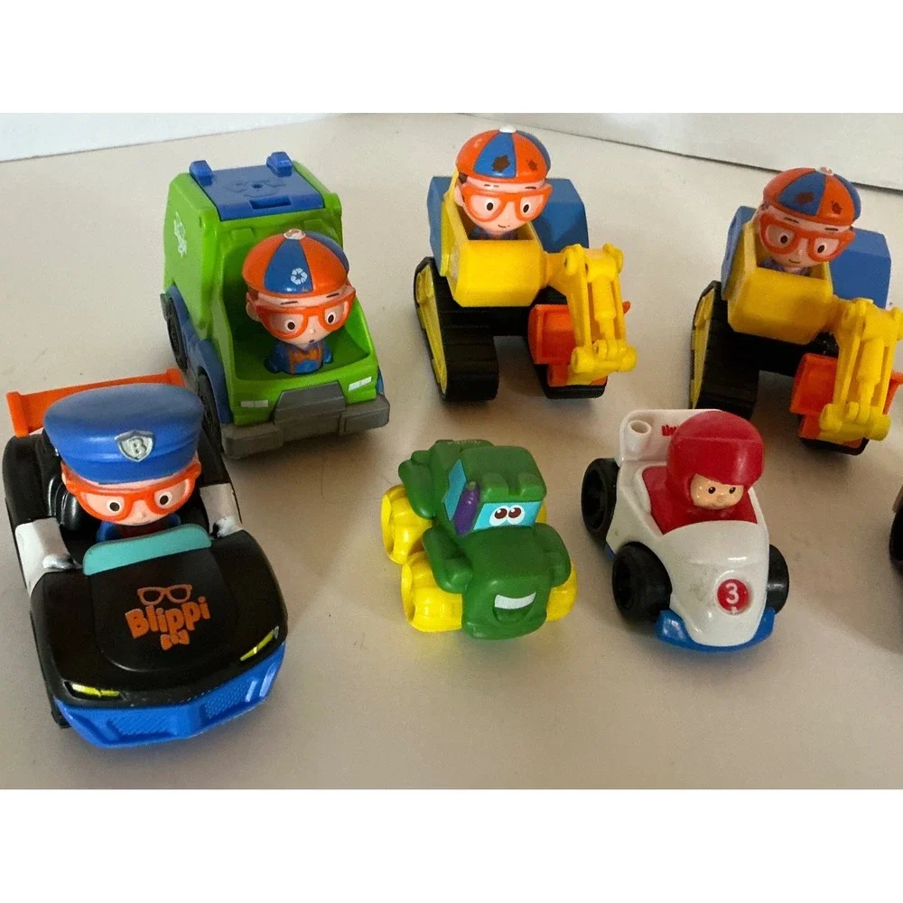 Blippi Toy Vehicle Lot Mini Cars Excavator Police Truck Plastic Toddler Toys